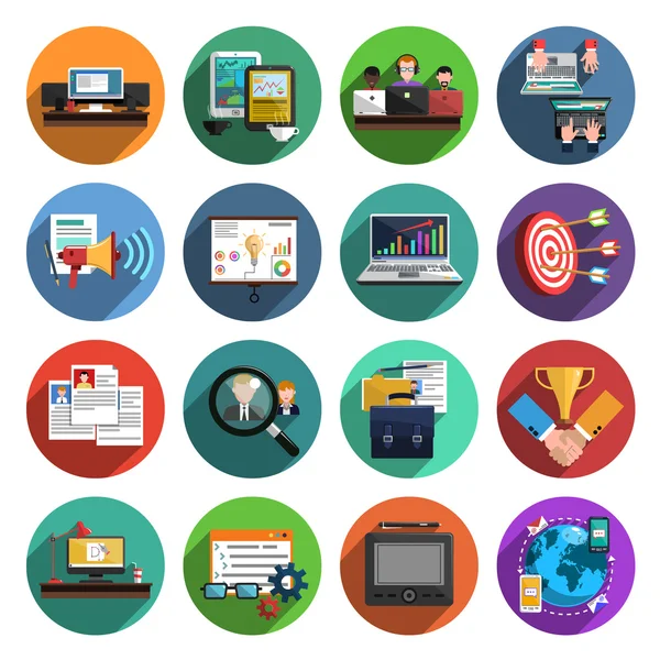 Freelance flat round icons collection — Stock Vector