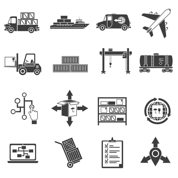 Logistieke zwarte Icons Set — Stockvector