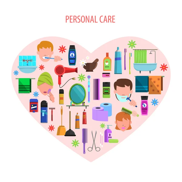 Poster emblème coeur soins personnels — Image vectorielle