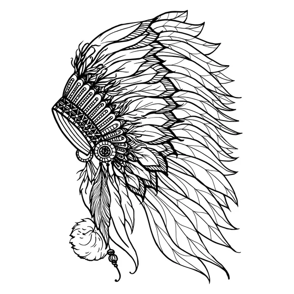 乱写乱画的头饰的印第安酋长 — 图库矢量图片