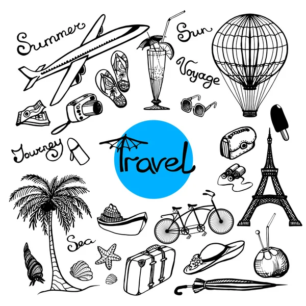 Travel Doodle Set — Stock Vector