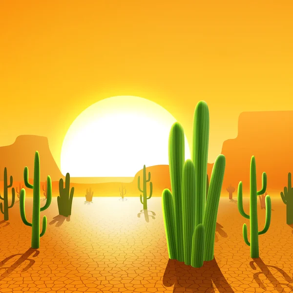 Cactus Plants In Desert — Stock Illustration Cactus Plants In Desert Royalty Free Stock Vectors