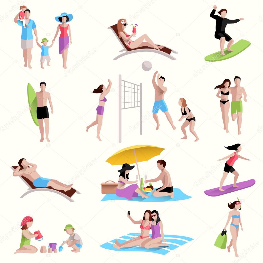 People On Beach Icons