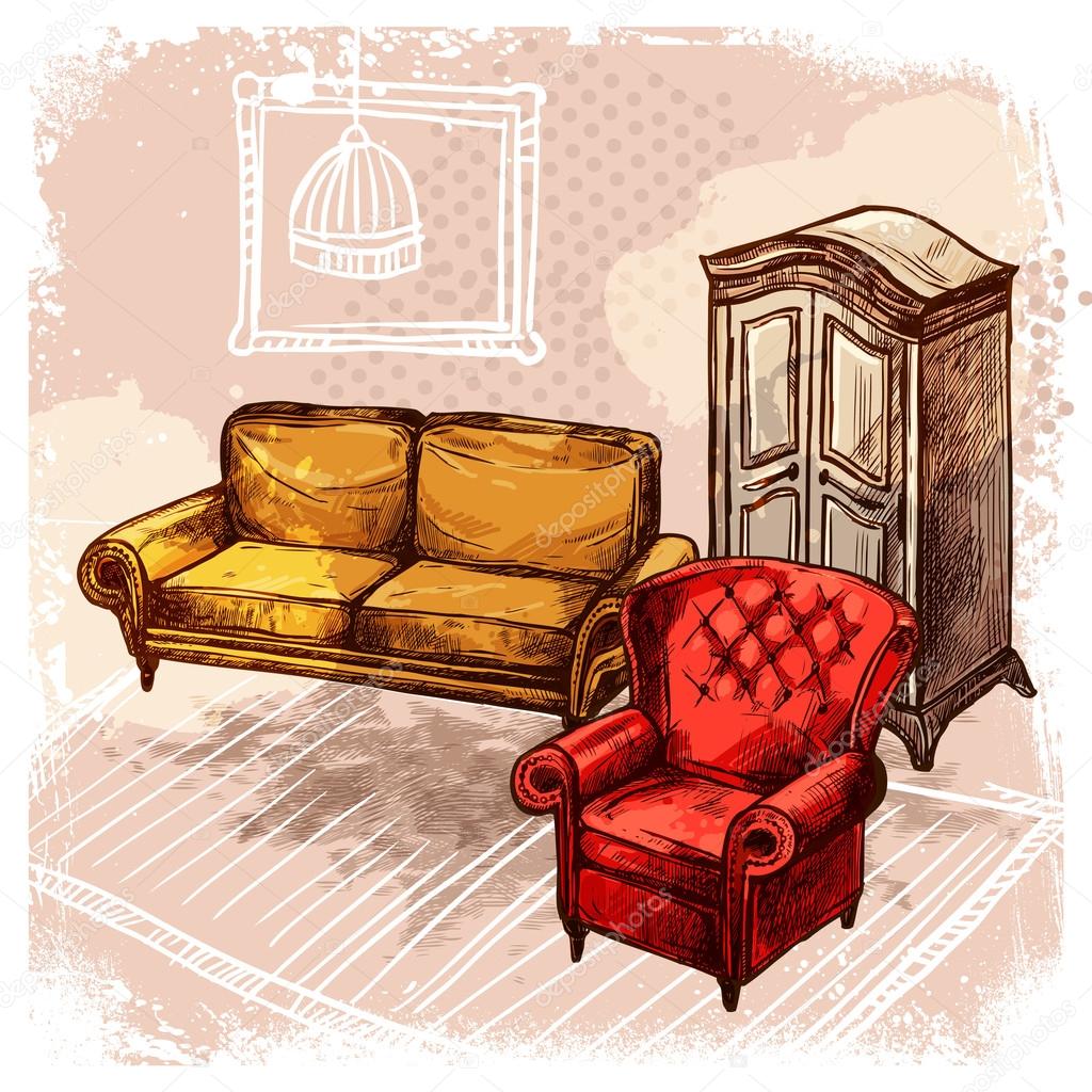 Muebles Dibujo Ilustración 2023