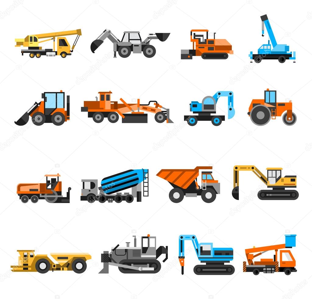 Construction Machines Icons Set