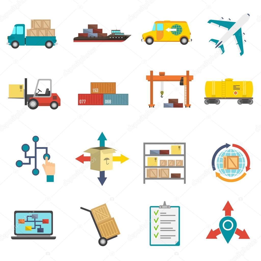 Logistics Flat Icons Set