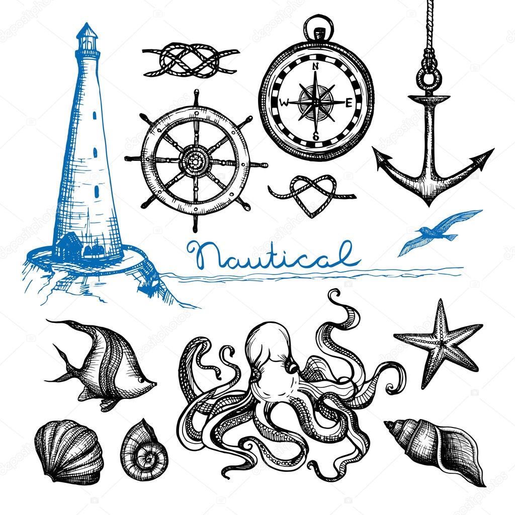 Nautical Hand Drawn Set