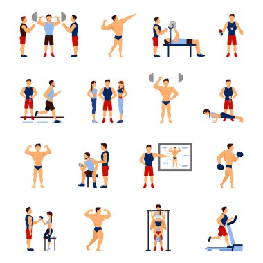 Spor salonunda antrenör Set
