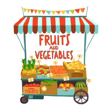Street Cart With Fruits clipart