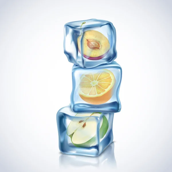 Cubes de glace aux fruits — Image vectorielle