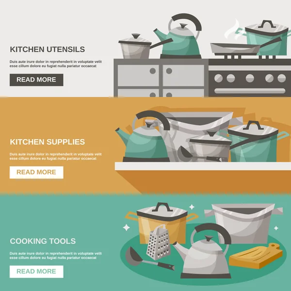 Keuken Tools Banners Set — Stockvector