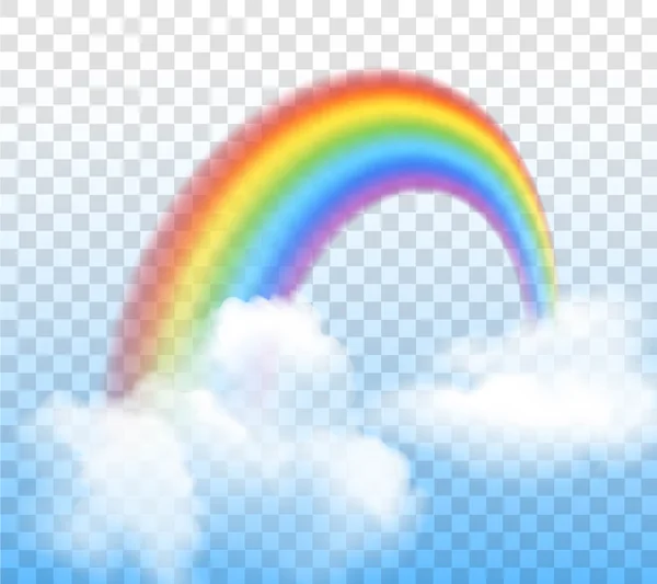Regenbogen mit Wolken transparent — Stockvektor