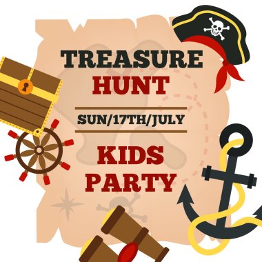 Pirates kids party announcement poster clipart