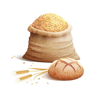 Ekmek ve tahıl 3d kavramı