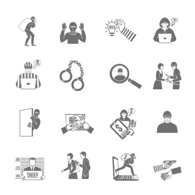 Hırsızlık ve soygun Icons Set