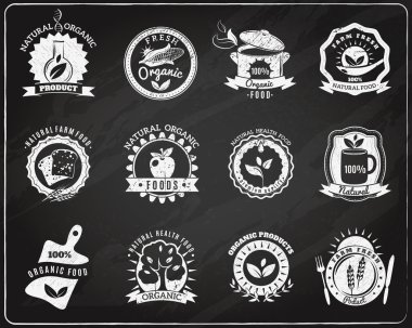 Organic food blackboard chalk labels set