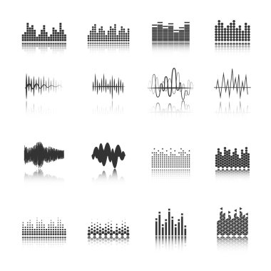 Equalizer black icons set