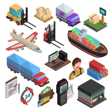 Delivery Types Isometric Icons Set