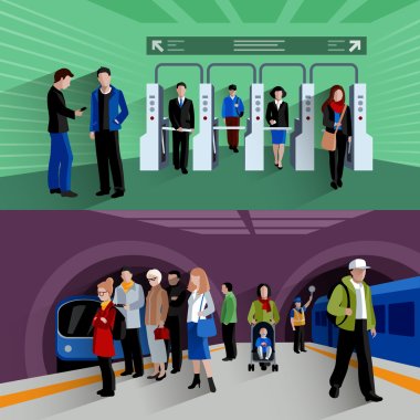 Metro yolcuları 2 düz Banner Kompozisyon