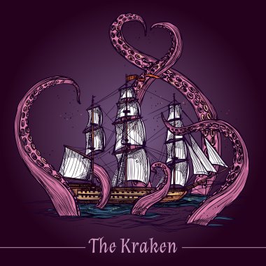 Kraken Sketch Illustration clipart