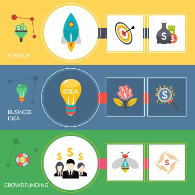 Başlangıç crowdfunding düz yatay Banner ayarla