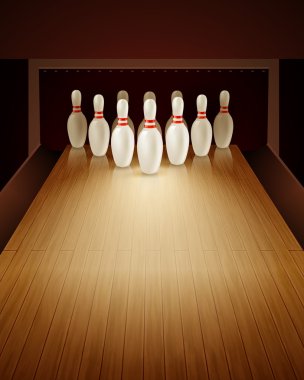 Bowling oyun gerçekçi illüstrasyon