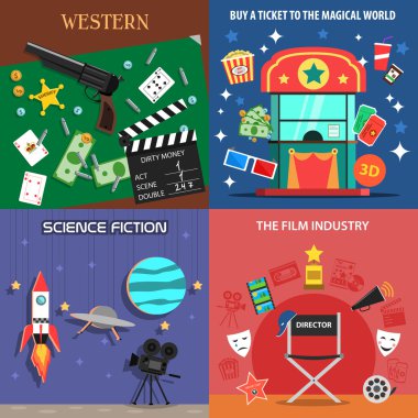 Movie Flat Icons Set clipart