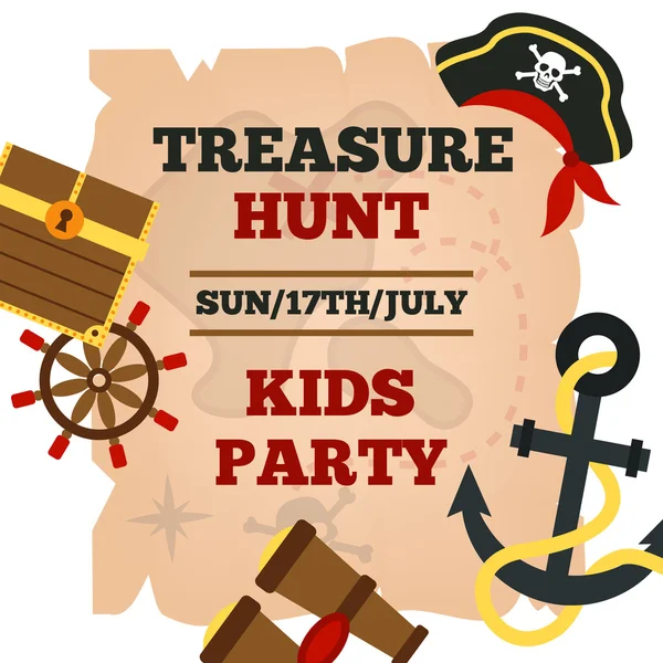 Пірати дитячої вечірки анонс плакат — стоковий вектор