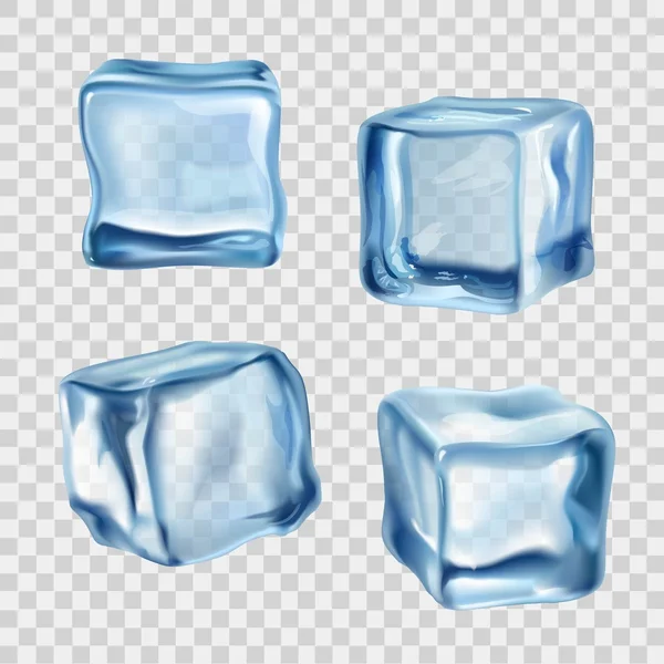 Buz küpleri mavi şeffaf — Stok Vektör