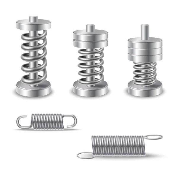 Realistic Metal Springs Devices — Stock Vector