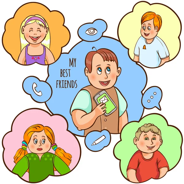 Children Friendship Cartoon Concept — Stock Vector