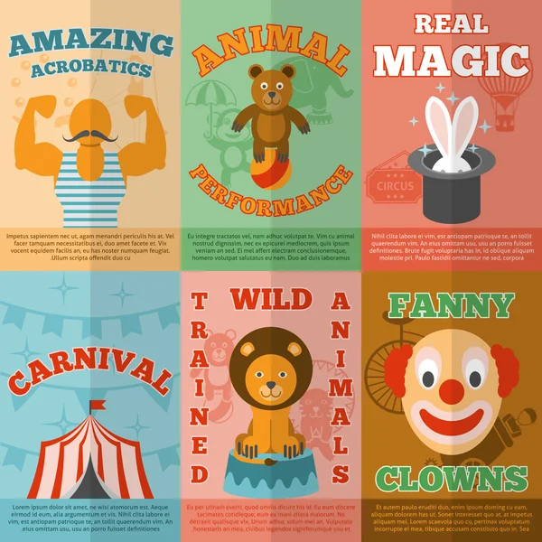 Circus plat pictogrammen samenstelling poster — Stockvector