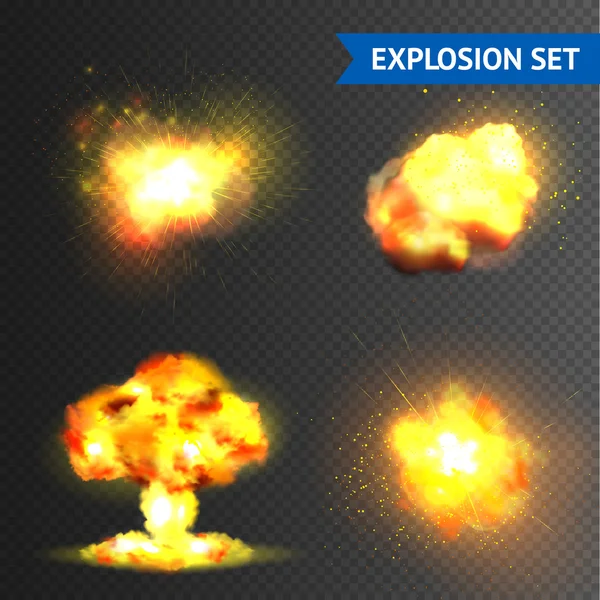 Realistic Explosions Set — Stock Vector