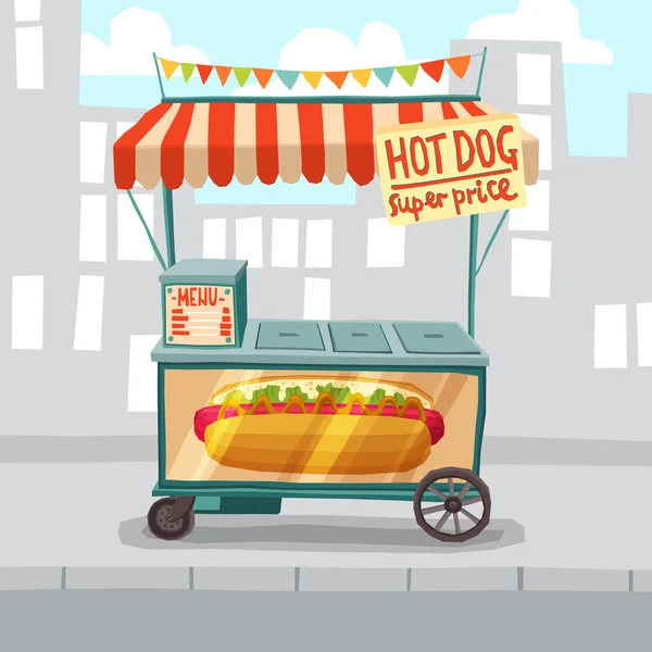 Tienda de Hot Dog Street — Vector de stock
