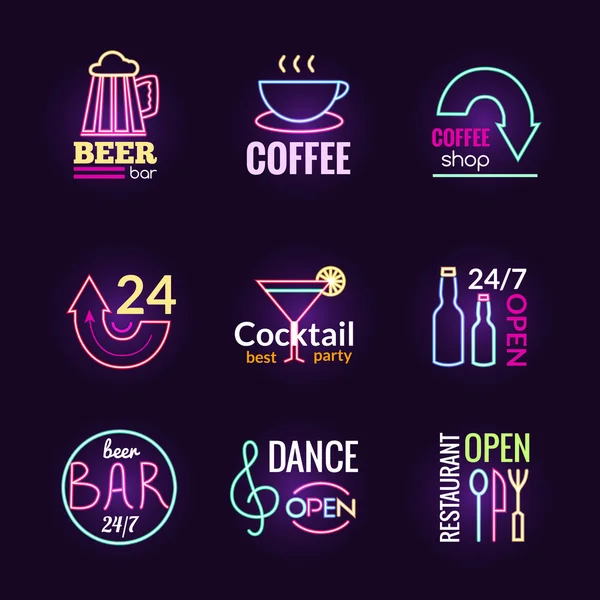 Neon Signs Set — Stock Vector