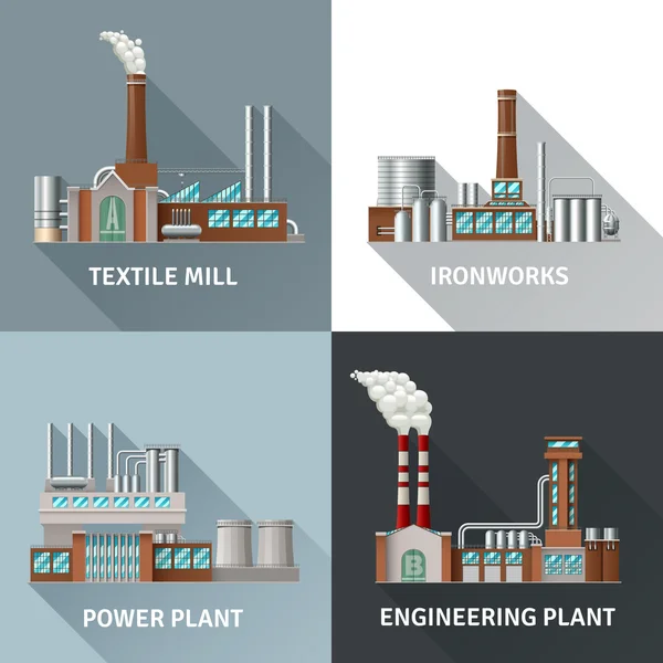 Ensemble d'icônes de conception d'usine — Image vectorielle