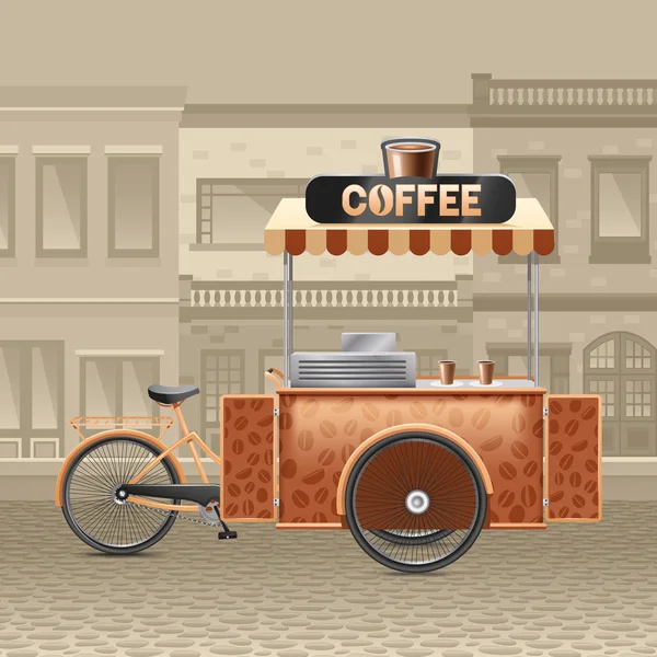 Coffee Street Cart Illustration — 스톡 벡터