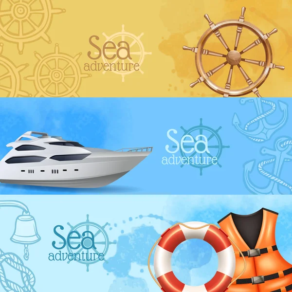 Sea Adventure Banners Set — Wektor stockowy