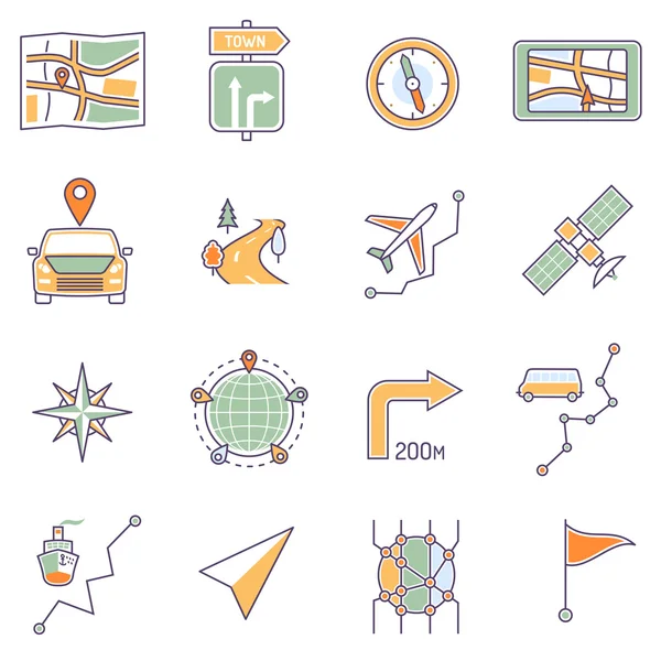 Map Icons Line — Wektor stockowy