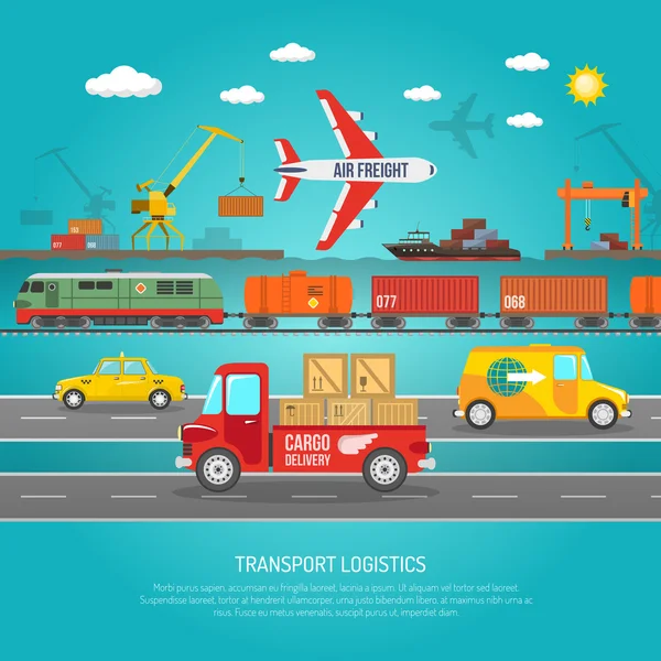 Logistics transportation details flat poster print — Stock Vector