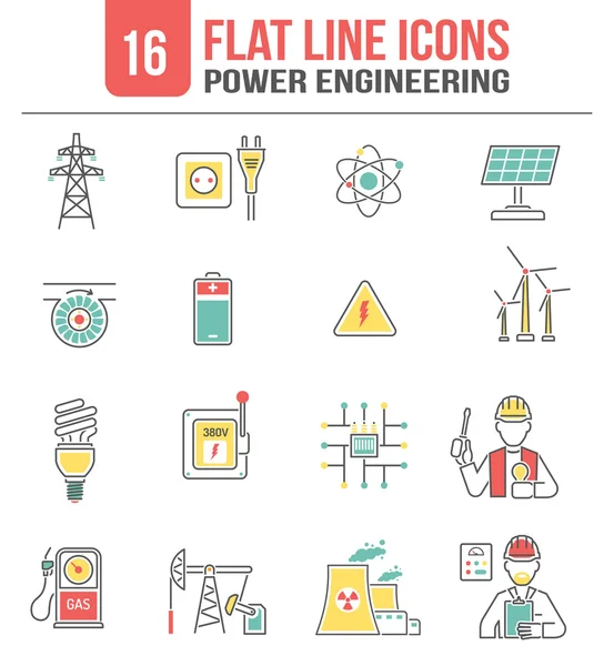 Set pictograme de linie energetică — Vector de stoc