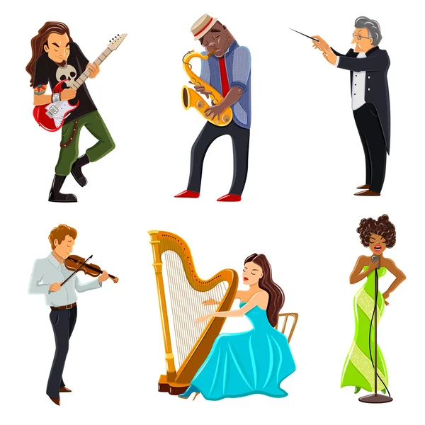 Musicians flat icons set — Stok Vektör