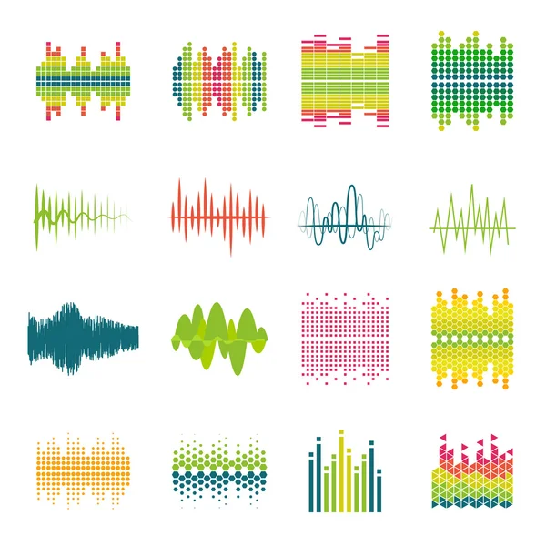 Equalizer plat pictogrammen set — Stockvector