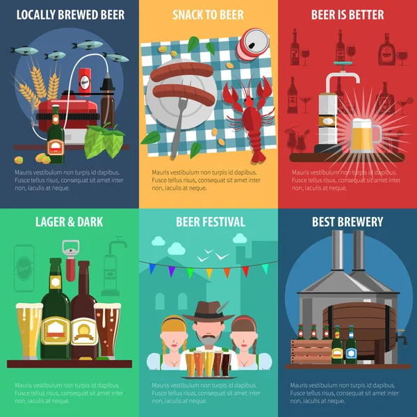 Juego de afiches de cerveza — Vector de stock