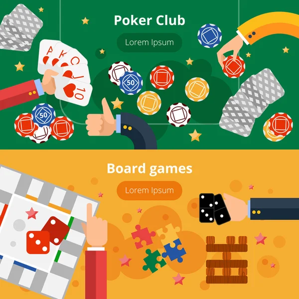 Gambling games flat banners set — ストックベクタ