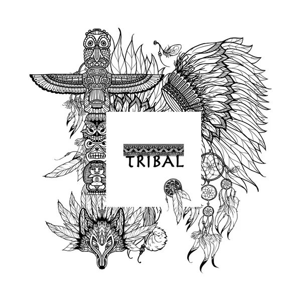 Tribal Elements Frame — ストックベクタ