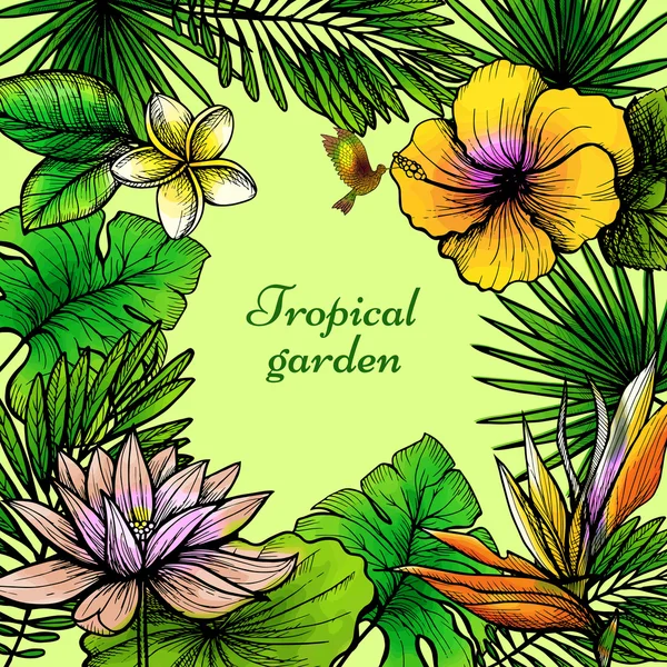 Cadre de feuilles tropicales — Image vectorielle