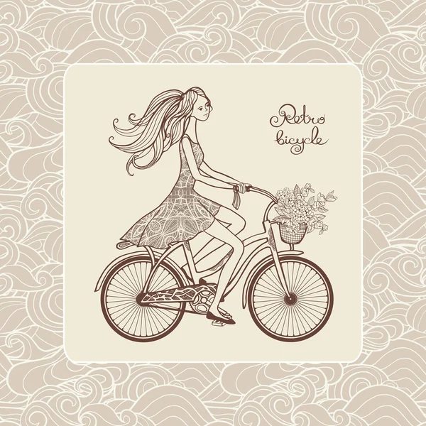 Girl On Bicycle — Stock Vector