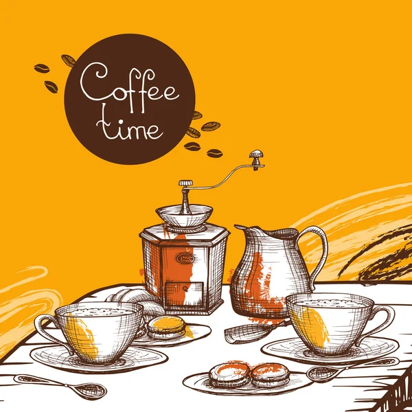 Kaffe tid bakgrund affisch — Stock vektor