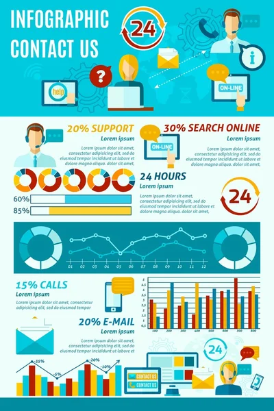 Kontaktieren Sie uns Infografiken — Stockvektor